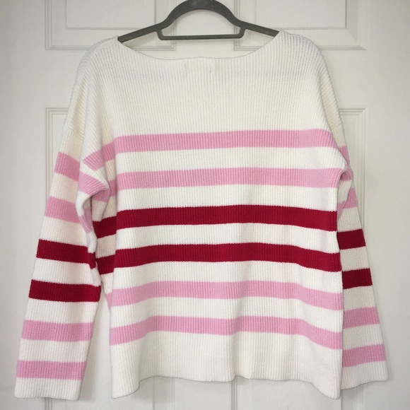 👠HOST PICK👠EUC POPSUGAR Boatneck Off-Shoulder Striped Ribbed Pullover Sweater - Picture 3 of 6